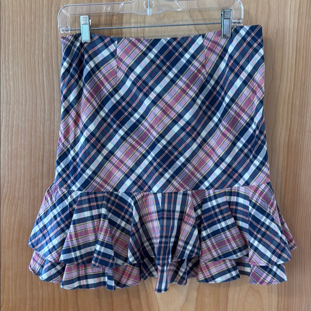 Ralph Lauren Rugby Pink and Blue Ruffle Mini Skirt - Picture 2 of 8
